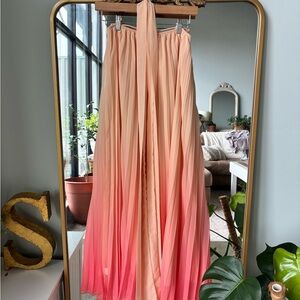 Ombre Pink and Peach Strapless Dress